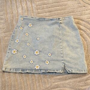 Wild Fable Light Blue Floral Mini Skirt
